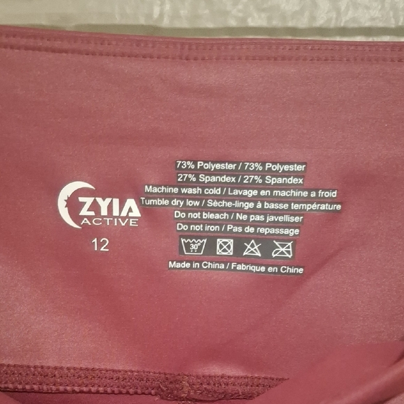 ZYIA Active Maroon Leggings Size 12 - Picture 3 of 6